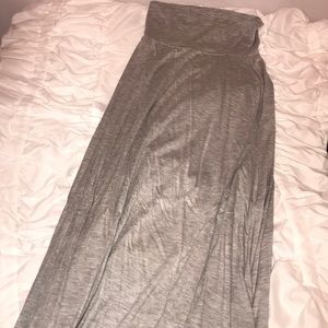Grey high-waisted maxi skirt